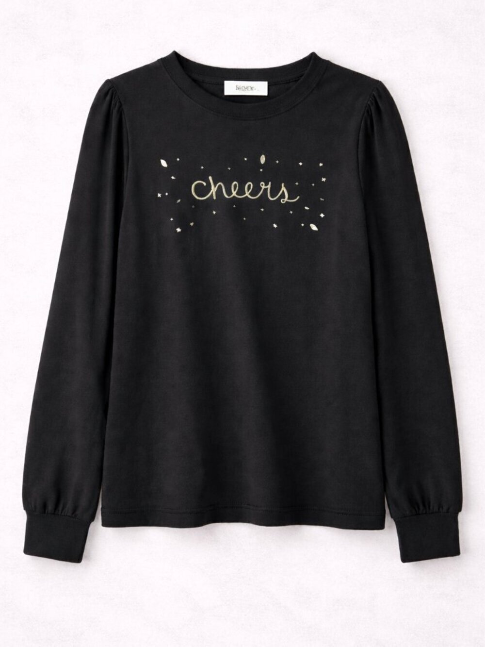 LOFT Rhinestone “Cheers” Sweatshirt Women’s Medium Black Dressy Casual Top